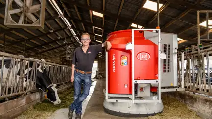 This is a farmer with his Lely Vector feeding system